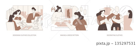 Becoming a fashion designer isolated cartoon vector illustrations se 135297531
