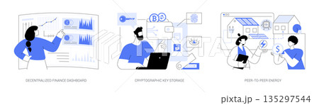 Blockchain Tools for DeFi and Energy abstract concept vector illustrations. 135297544
