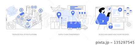 Blockchain for Assets and Records abstract concept vector illustrations. Blockchain for Assets and Records abstract concept vector illustrations. 135297545