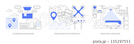 AI-Driven Drone Operations abstract concept vector illustrations. AI-Driven Drone Operations abstract concept vector illustrations. 135297551