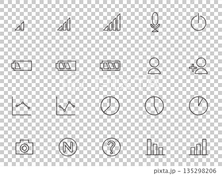 線画 アイコンセット,ビジネス,グラフ,スマートフォン,ウェブサイト 135298206