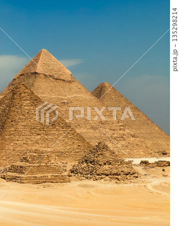 Small And Big Pyramids Under The Clear Sky 135298214