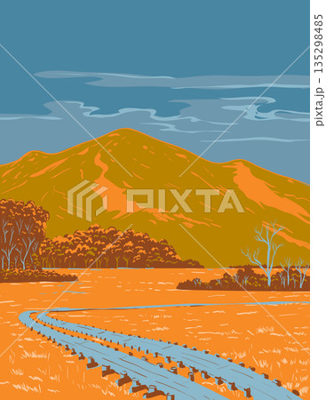 Marsh in Oze National Park in Fukushima Japan WPA Poster Art Marsh in Oze National Park in Fukushima Japan WPA Poster Art 135298485