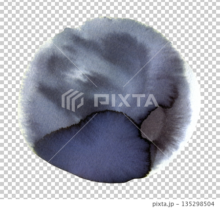 Dark artistic indigo gray textured watercolor ink round shape stain. Creative black brush stroke painting watercolour circle background for texture, abstract water or cosmos concept Dark artistic indigo gray textured watercolor ink round shape stain. Creative black brush stroke painting watercolour circle background for texture, abstract water or cosmos concept 135298504