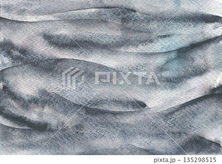 Watercolour gray and blue wave layered paper cut deep water border background. Hand painting indigo watercolor overlay ocean waves frame for marine banner, invitation, nature poster design Watercolour gray and blue wave layered paper cut deep water border background. Hand painting indigo watercolor overlay ocean waves frame for marine banner, invitation, nature poster design 135298515