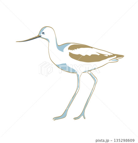 American Avocet Side View Isolated WPA Art Poster 135298609