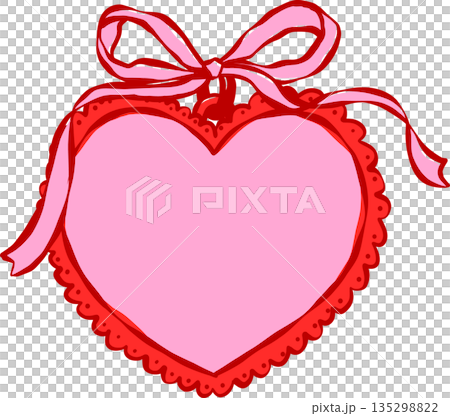 Whimsical Coquette Heart Locket with bow, Valentine Hand Drawn Playful Whimsical Coquette Heart Locket with bow, Valentine Hand Drawn Playful 135298822