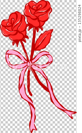 Whimsical Coquette Valentine Two Roses Hand Drawn Playful lined Whimsical Coquette Valentine Two Roses Hand Drawn Playful lined 135298824