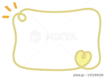 クレヨンラインのカーリーハート四角フレーム/くすみイエロー 135299100
