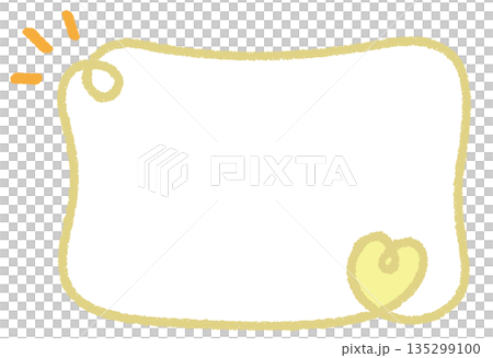 クレヨンラインのカーリーハート四角フレーム/くすみイエロー 135299100