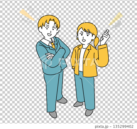 男女商務人士站姿插圖 135299402
