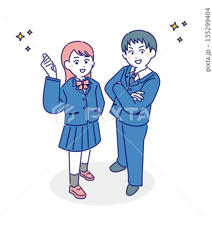 男女高校生の立ちポーズイラストイメージ 男女高校生の立ちポーズイラストイメージ 135299404