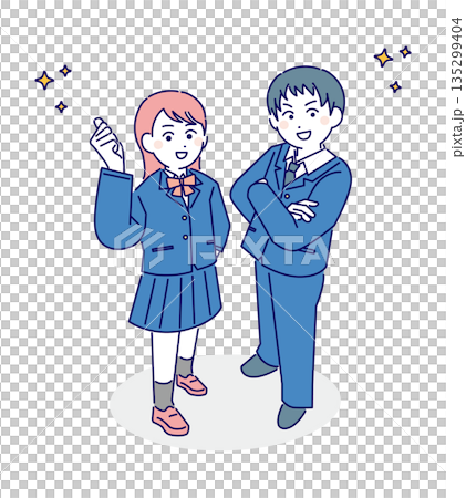 男女高校生の立ちポーズイラストイメージ 男女高校生の立ちポーズイラストイメージ 135299404