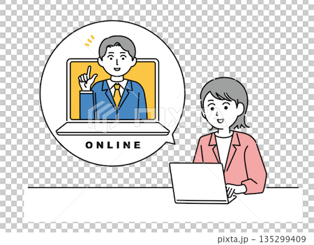 オンライン会議の社会人のイメージイラスト 135299409
