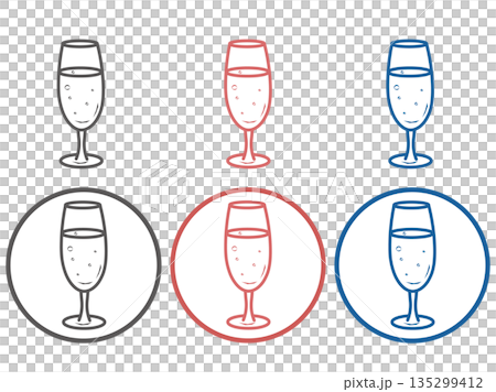 Champagne glass, champagne, toast, celebration icon set, simple, 3 colors Champagne glass, champagne, toast, celebration icon set, simple, 3 colors 135299412