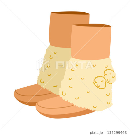 Cream pom-pom textured ankle boot women flat pair. Quilted surface with pom-pom trim for ski snowy warm. Technical 135299468
