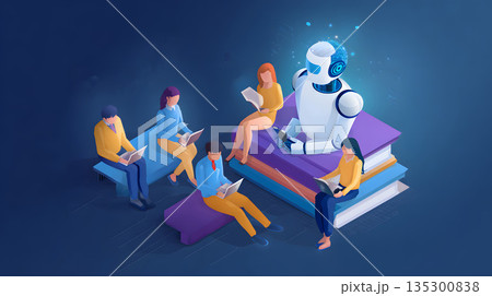 Human centered AI learning concept in online...のイラスト素材 [135300838] - PIXTA