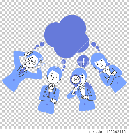 Illustration of a business scene where ideas are thought up in planning meetings, but things don't go well and people resort to trial and error Illustration of a business scene where ideas are thought up in planning meetings, but things don't go well and people resort to trial and error 135302113