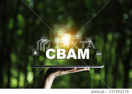 CBAM concept with CO2, carbon credit, ESG, and sustainability icons, symbolizing climate policy and green economy regulation. CBAM concept with CO2, carbon credit, ESG, and sustainability icons, symbolizing climate policy and green economy regulation. 135302278