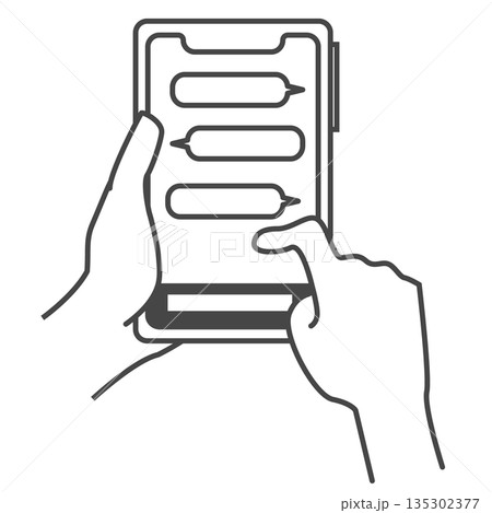 SMSなどのコミュニケーションツールで連絡を取るスマートフォンイラスト 135302377