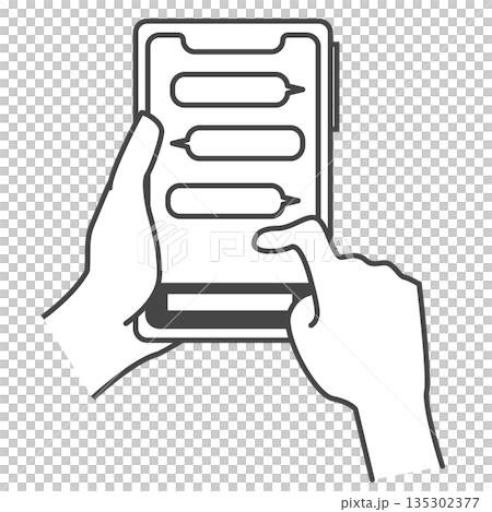 SMSなどのコミュニケーションツールで連絡を取るスマートフォンイラスト 135302377