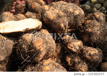 Taro root stock on shop for sell are cash crops 135302557