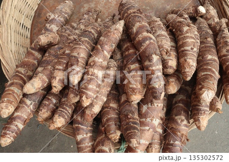 Taro root stock on shop for sell are cash crops 135302572