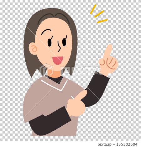 圖:一名身穿手術服的女子指向右上角 圖:一名身穿手術服的女子指向右上角 135302604