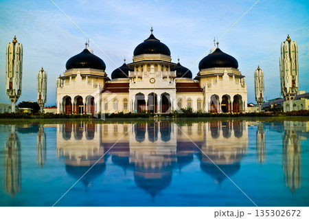 Beautiful view of Baiturrahman Mosque, Banda Aceh, Indonesia Beautiful view of Baiturrahman Mosque, Banda Aceh, Indonesia 135302672