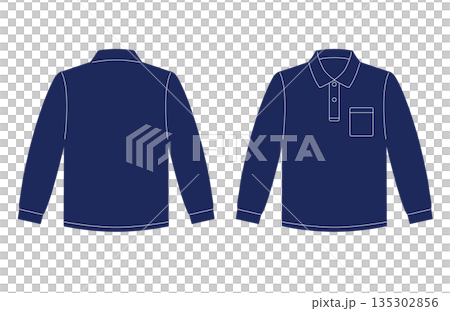 藏藍色長袖polo衫，胸袋 135302856