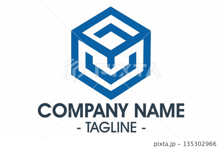 A logo template for a company, with placeholders for the name and slogan. 135302966