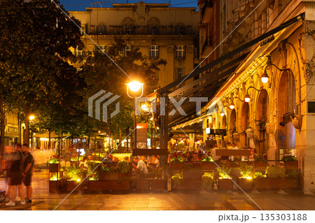 Outdoor cafe on Knez Mihailova in Belgrade at night Outdoor cafe on Knez Mihailova in Belgrade at night 135303188