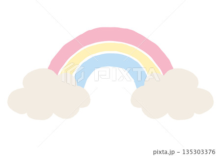 ふんわり春色 卒園・入園シリーズ｜やさしいパステル虹のイラスト素材 135303376