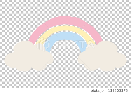 ふんわり春色 卒園・入園シリーズ｜やさしいパステル虹のイラスト素材 135303376