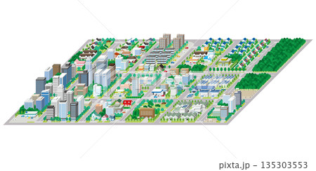 街並みの立体図. 都市の景観.  135303553