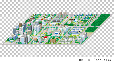 街並みの立体図. 都市の景観.  135303553