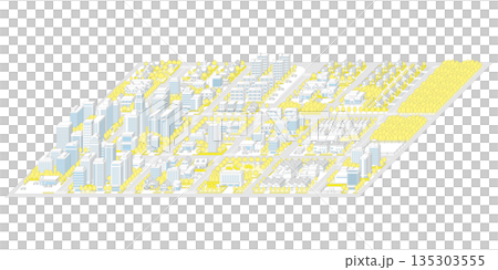 Three-dimensional view of the townscape. Cityscape. Three-dimensional view of the townscape. Cityscape. 135303555