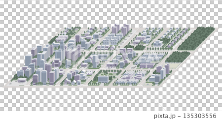 Three-dimensional view of the townscape. Cityscape. Three-dimensional view of the townscape. Cityscape. 135303556