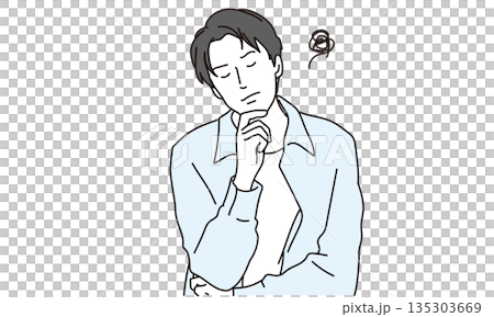 Illustration material of a man with a worried expression 135303669