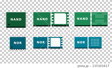 NANDフラッシュとNORフラッシュの違いがわかる図解｜ストレージと起動用メモリの役割を比較 135303817