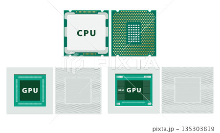 CPUとGPUの違いを図解で比較｜並列処理とAI計算の役割がわかる解説イラストのイラスト素材 [135303819] - PIXTA