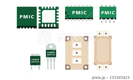 パワー半導体と電源ICの仕組みをわかりやすく解説する電源管理イラスト 135303823