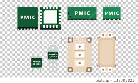 パワー半導体と電源ICの仕組みをわかりやすく解説する電源管理イラスト 135303823