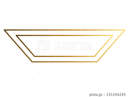 キャンペーンや表彰・ゴールドグラデーションの逆台形タイトルフレーム・高級感のある金のラインの装飾枠 135304285