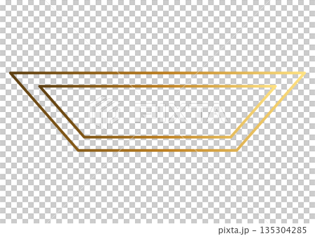 キャンペーンや表彰・ゴールドグラデーションの逆台形タイトルフレーム・高級感のある金のラインの装飾枠 135304285