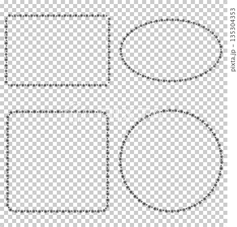 雪の結晶のキラキラフレームセット 四角・丸・楕円・スノーフレークのラインで作られた幾何学図形フレーム 雪の結晶のキラキラフレームセット 四角・丸・楕円・スノーフレークのラインで作られた幾何学図形フレーム 135304353