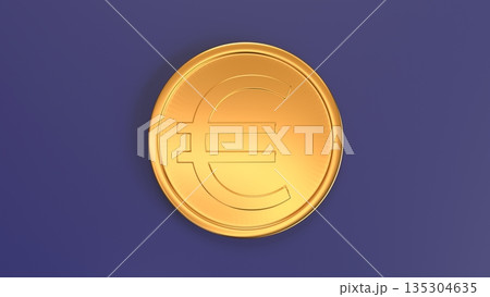信頼の青い背景とユーロ金貨 真上からの俯瞰図 安定した欧州投資・金融のイメージ 135304635