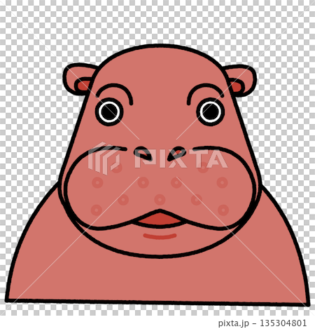 A simple illustration of a hippopotamus's face facing forward A simple illustration of a hippopotamus's face facing forward 135304801
