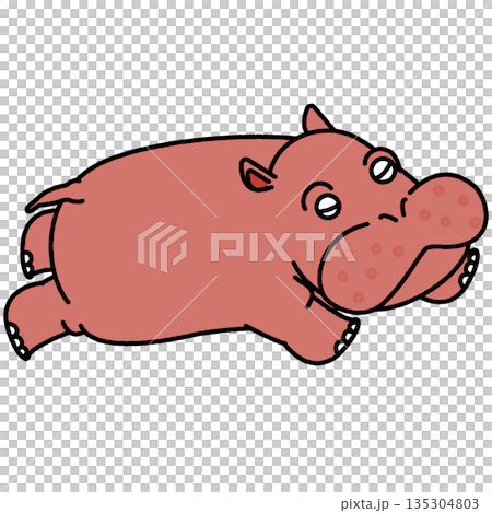 可愛的奔跑河馬插圖 135304803