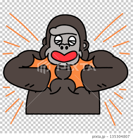 一幅雄偉的擊鼓大猩猩插圖 135304807